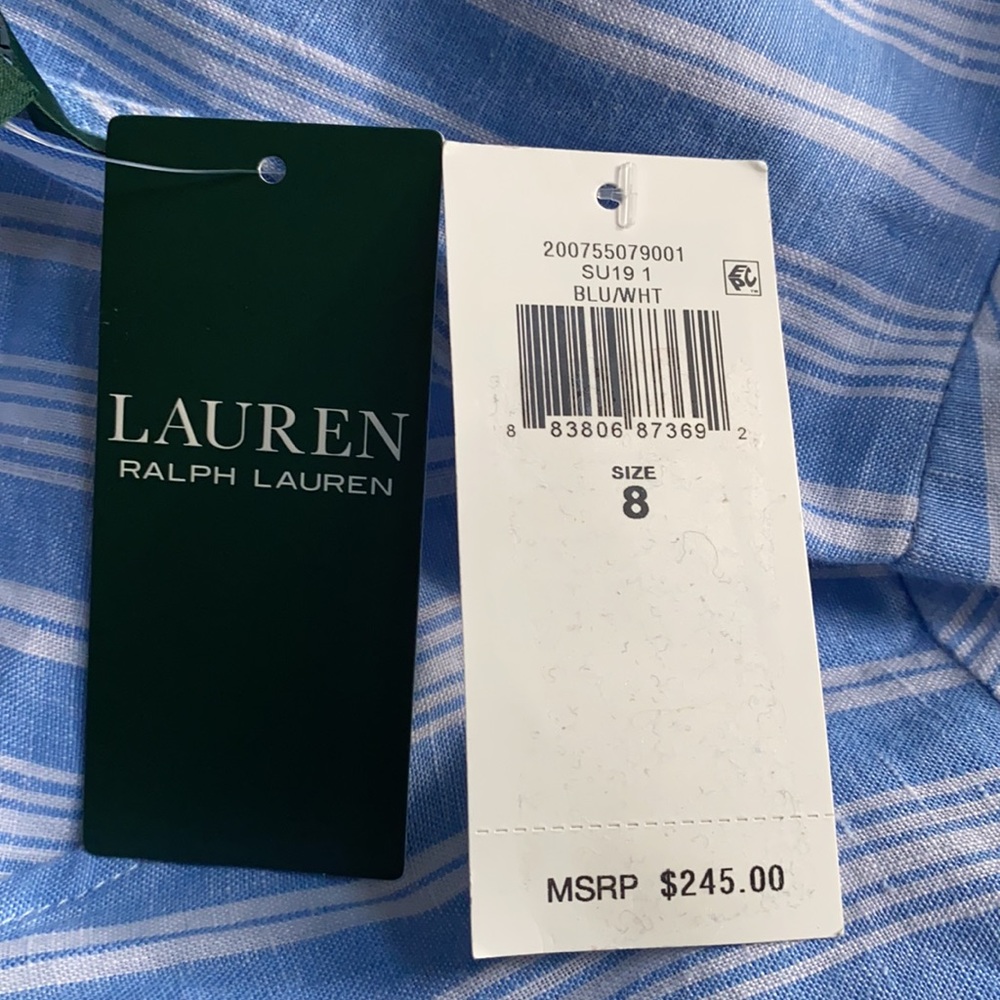 Lauren Ralph Lauren Ansley Striped Linen Jumpsuit. - Picture 16 of 16